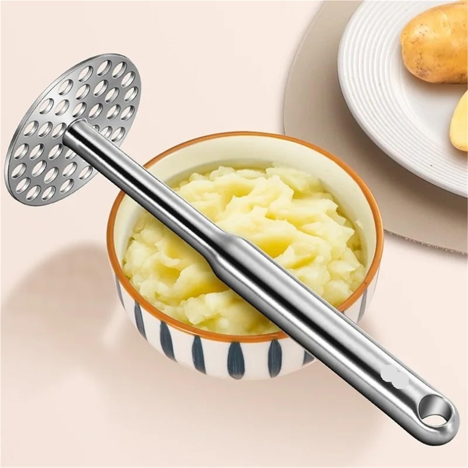 Kartoffelstampfer Edelstahl 1PC Kartoffel Lila Schlamm Presse Edelstahl Küche Werkzeuge Manuelle Haushalts Roller kinder Nahrungsergänzungsmittel(Matte model)