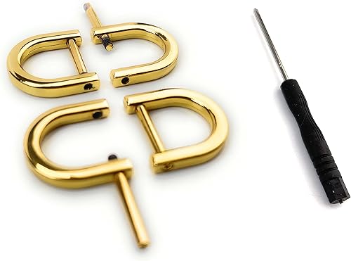 Miniatura 4 de 4 anillos en D resistentes con grillete de 34 pulgadas, oro en forma de U, anillo D de repuesto para bolso, llavero, collar de perro