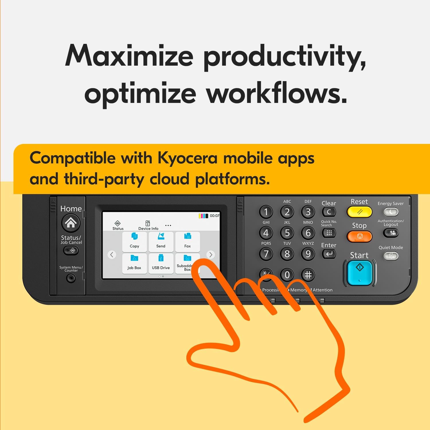 KYOCERA ECOSYS MA2600cwx All-in-One Color Laser Printer (Print/Copy/Scan), 27 ppm, 1200 dpi, Wi-Fi Direct, 1GB Memory, 4.3 inch Color Touch Screen Control Panel