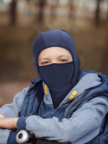 Miniatura 5 de Honoson Pasamontañas de esquí para niños con 1 agujero, pasamontañas de invierno cálido, máscara de cara completa, resistente al viento, para niños