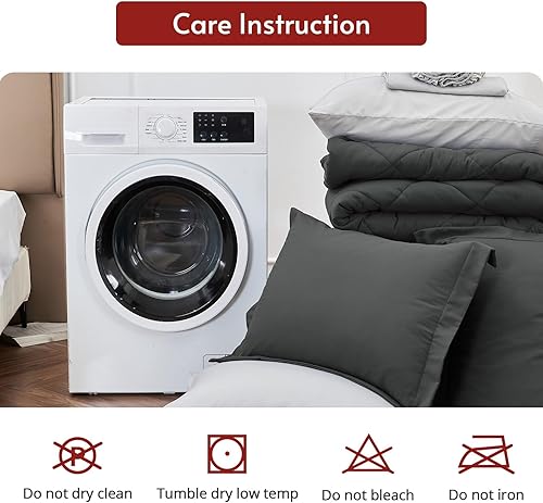 Miniatura 184 de MUXHOMO Juego de edredón Queen de 7 piezas, cama reversible en una bolsa, tamaño Queen, juego de ropa de cama para todas las estaciones con edredón