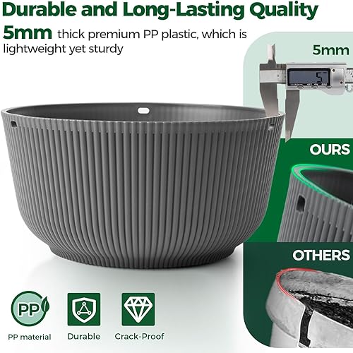 Miniatura 3 de T4U Macetas colgantes de 10 pulgadas para plantas de interior y exterior, paquete de 2, macetas colgantes de riego automático con orificio de