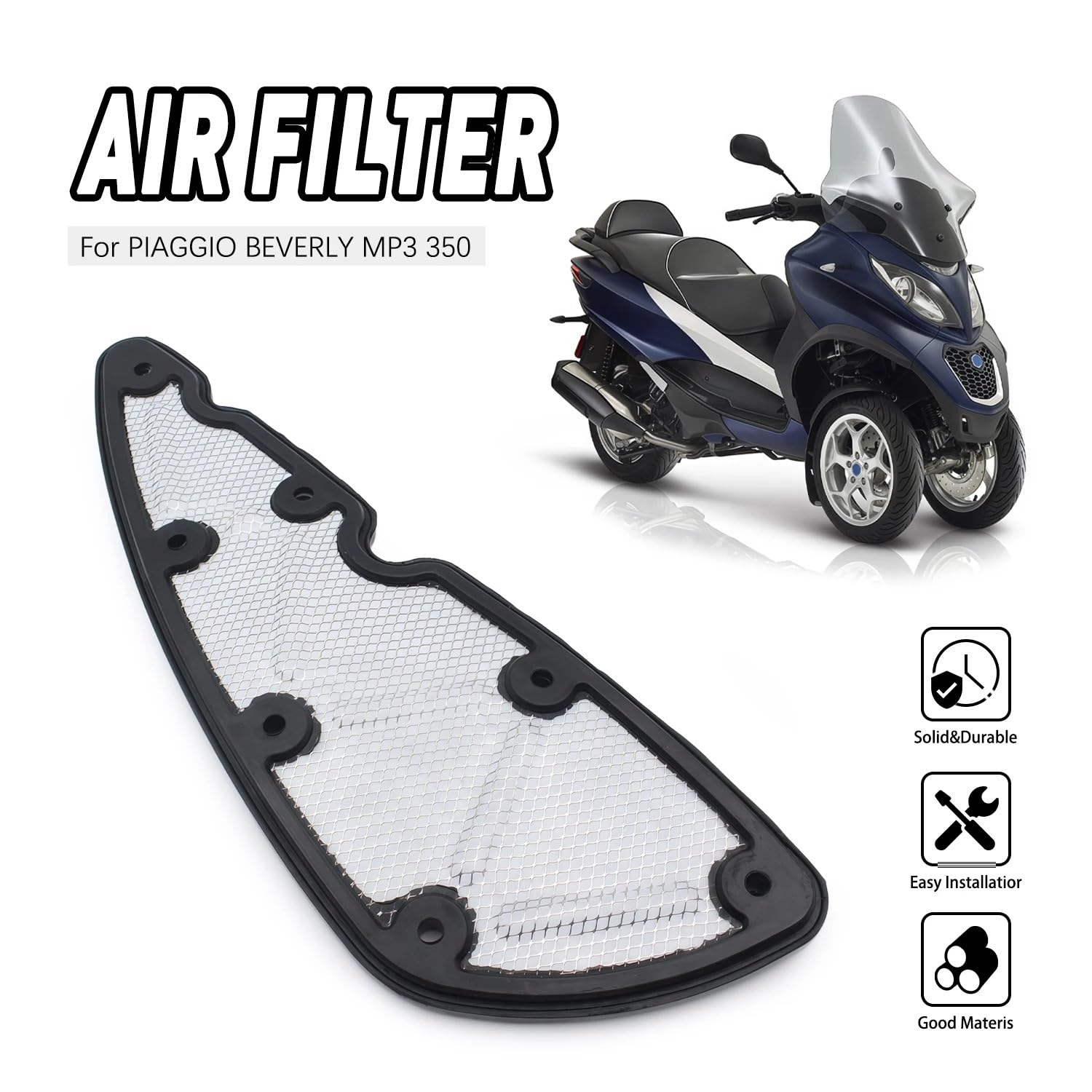 filtr wlotu powietrza motocykl Element filtra powietrza akcesoria zamienne moto pasuje do PIAGGIO Beverly 350 BV ST 4T 4V, tj. ABS E4 MP3 MAXI Sport