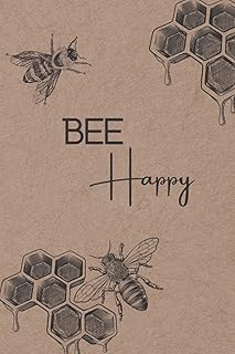 Bee Happy Lined Journal, Honey Bee, Diary, Notebook, 6x9", 100 sheets / 200 pages, cream paper
