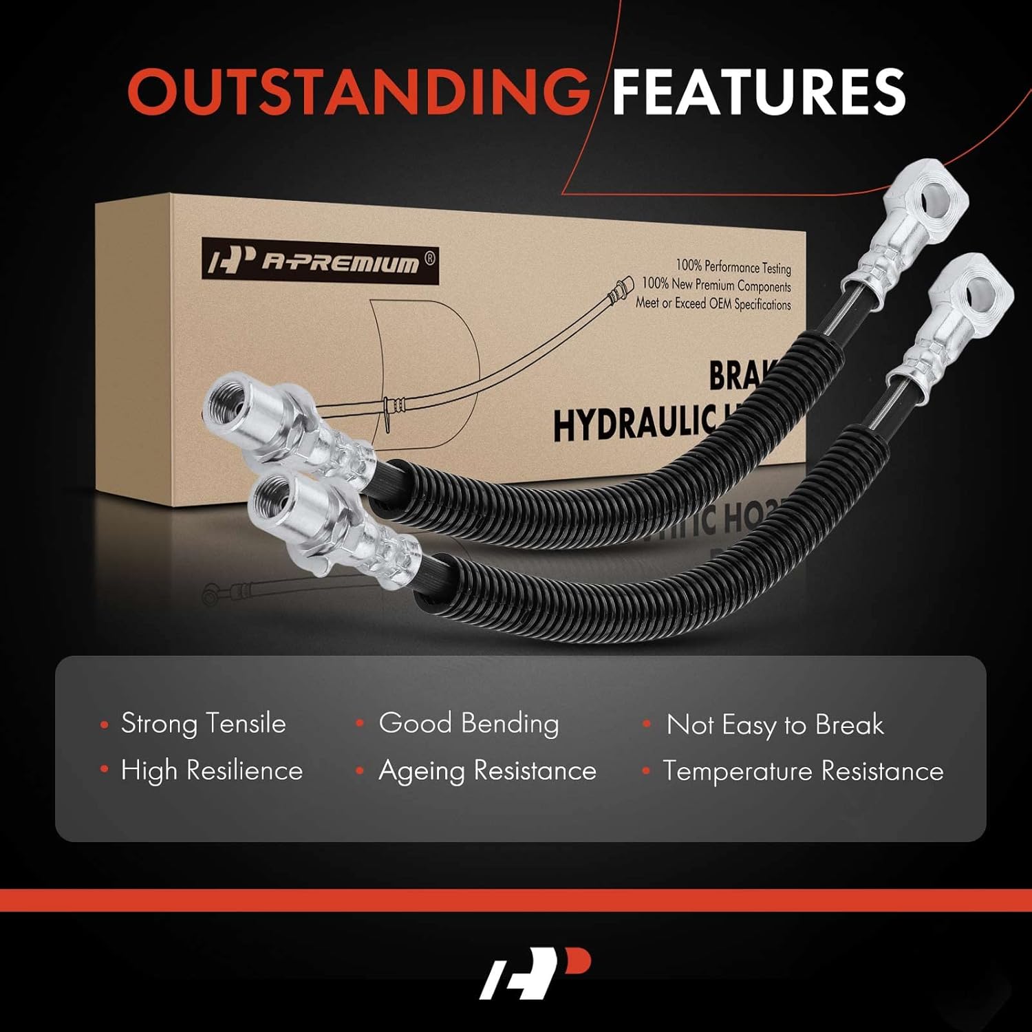 A-Premium Front Driver and Passenger Brake Hydraulic Hose Compatible with Select Chevy, GMC and Isuzu Models - S10 2000-2003, Sonoma 2000-2003, Hombre 2000, RWD - Replace# 8151586520(Pack of 2)