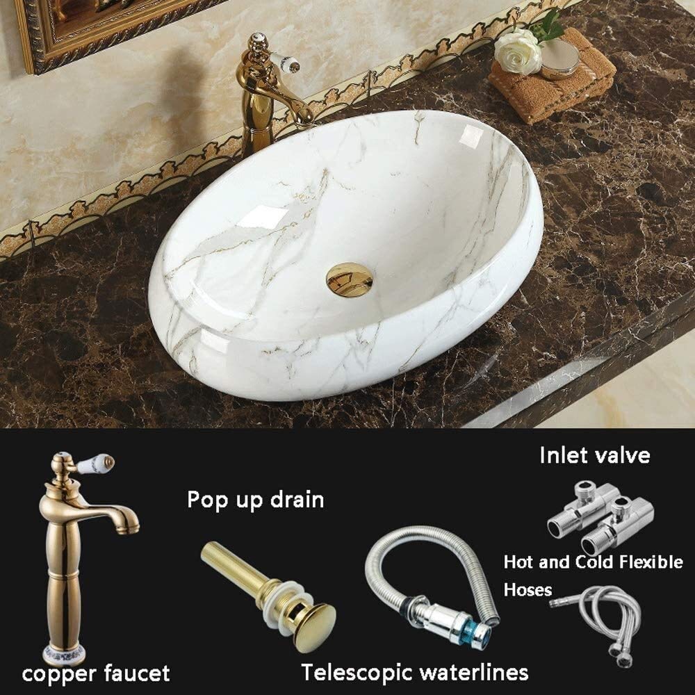 Szafka Pod Umywalkę Z Umywalką, Umywalka Nablatowa, Ceramiczna Umywalka Łazienkowa Nablatowa, Artystyczna Owalna Umywalka, Europejska Umywalka W Zestawie