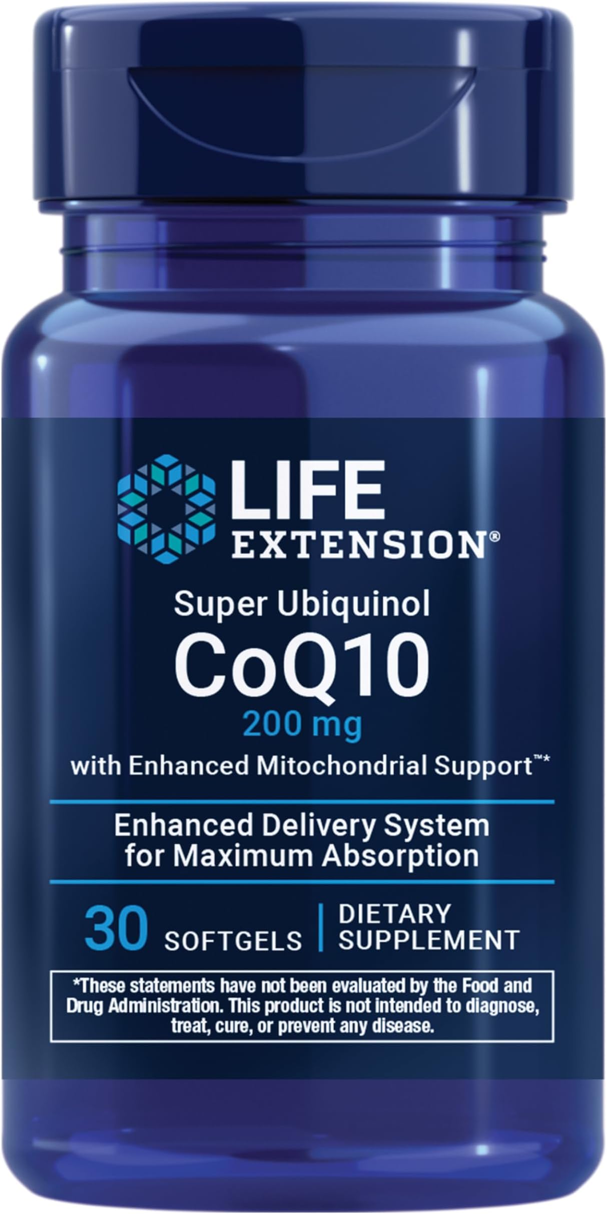 Life Extension Super Ubiquinol CoQ10 with Enhanced Mitochondrial Support, 200mg, 30 Softgels