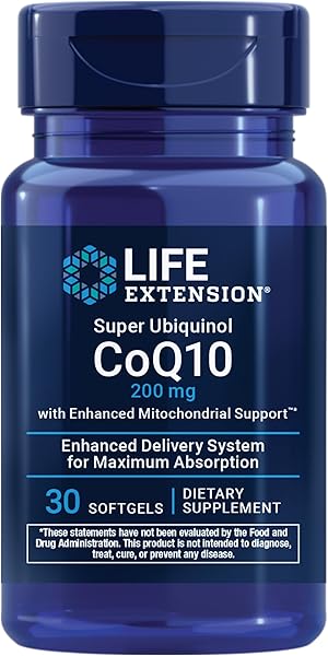 Life Extension Super Ubiquinol CoQ10 with Enhanced Mitochondrial Support – 200 mg, Shilajit – Promotes Heart Health, Cell Energy, Oxidative Stress – Gluten-Free, Non-GMO – 30 Softgels