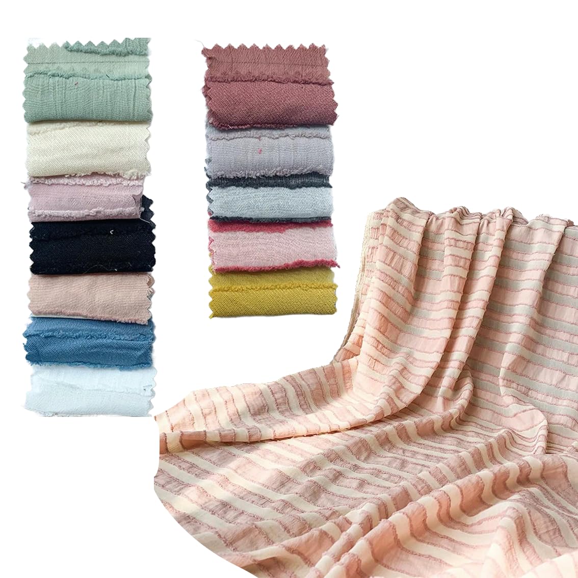 150 cm breit 1/2/3 m lang rosa Chiffon gekräuselt gestreift Jacquard-Chiffon-Stoff Meterware Chiffon-Stoff für Stoff DIY Schal Basteln