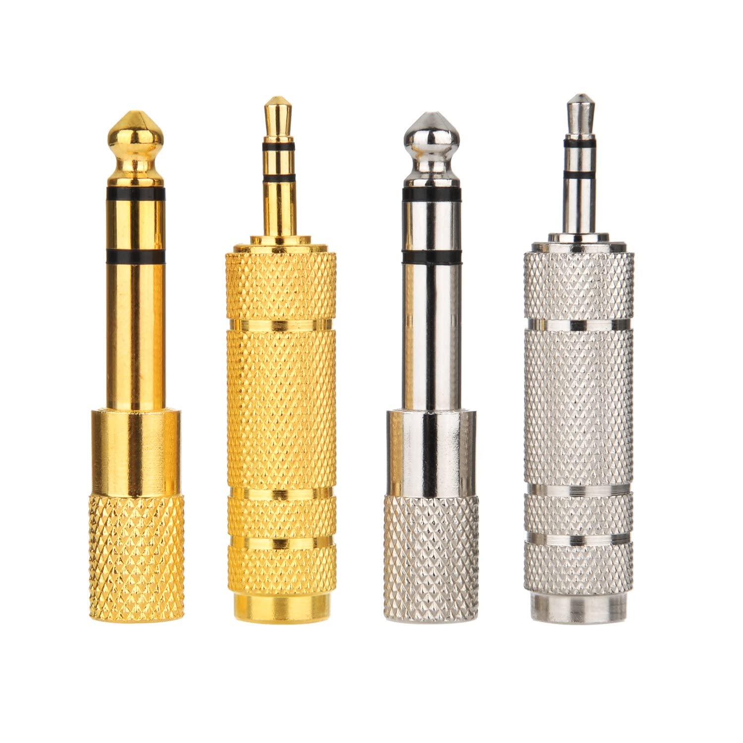 GNAFOTU 2pairs Headphone Adapter 6.35mm (1/4 Inch) Male to 3.5mm (1/8 Inch) Female Audio Stereo TRS Converter Adapters and 3.5 mm Male Plug to 6.35 mm Female Jack