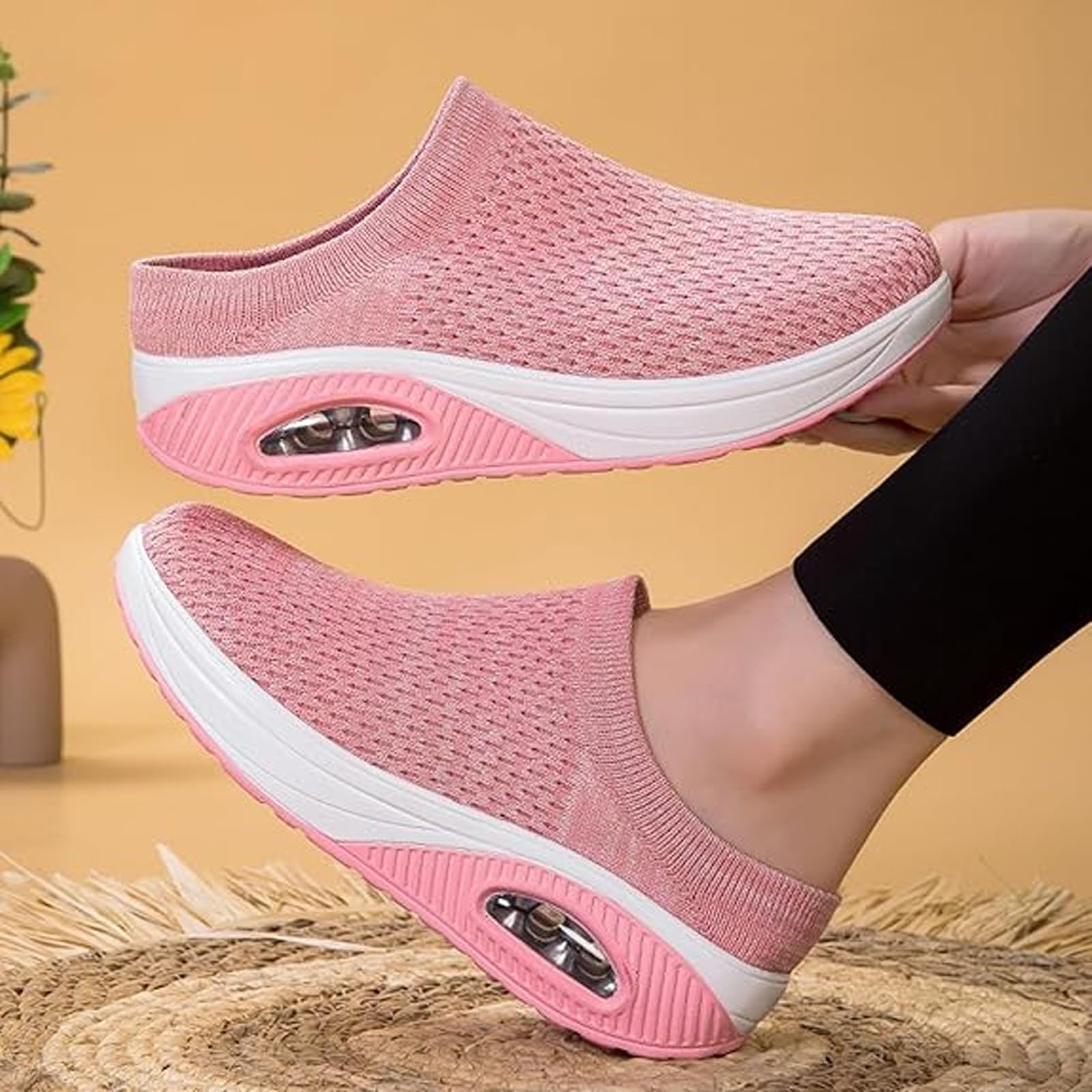 Damen Lässige Orthopädische Hausschuhe Luftkissen Gesundheitsschuhe zum Hineinschlüpfen Atmungsaktive Mesh-Sandalen Abrollschuhe Frauen rutschfeste Mules Clogs
