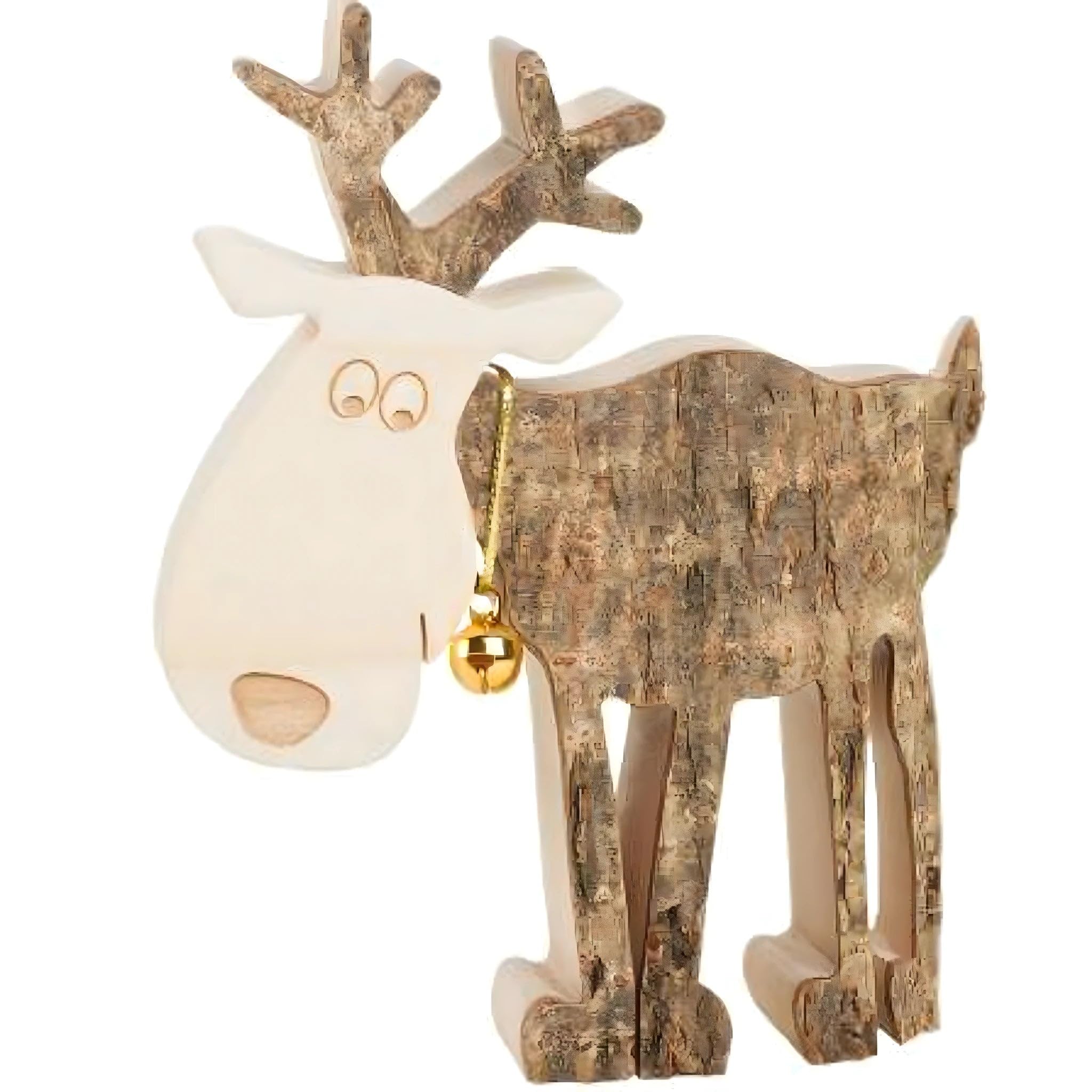Dolfi Reindeer with Bell Wood 11 cm 11 cm | Natural Wood in Val Gardena | Nativity Figure