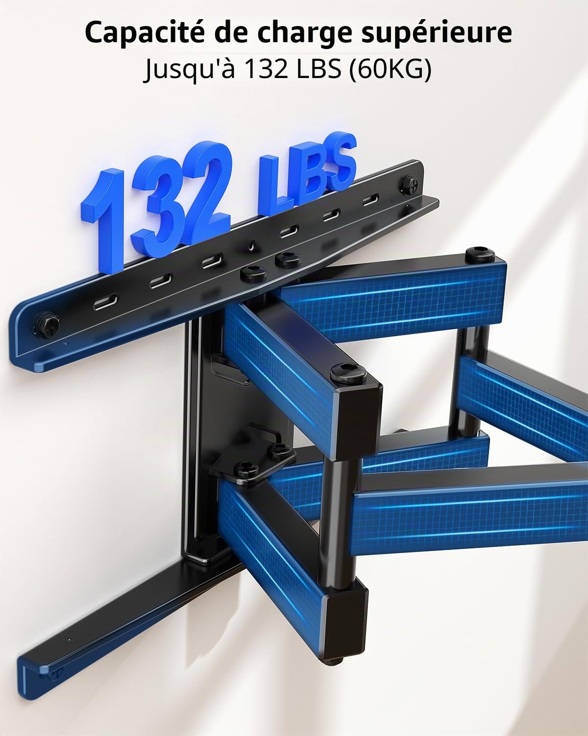 Home Vision HV6601 Support Mural pivotant pour téléviseurs de 32 à 75", VESA Max 600 x 400 mm, capacité de Charge de 60 kg, Support TV à Mouvement Complet avec Pivot de ±60°, Inclinaison 5°/-15°,