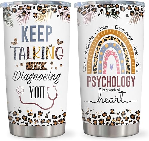 Regalos de psicología Vaso 20oz, Regalos de salud mental para psicólogo escolar, psiquiatra, terapeuta, terapia, profesor de psicología