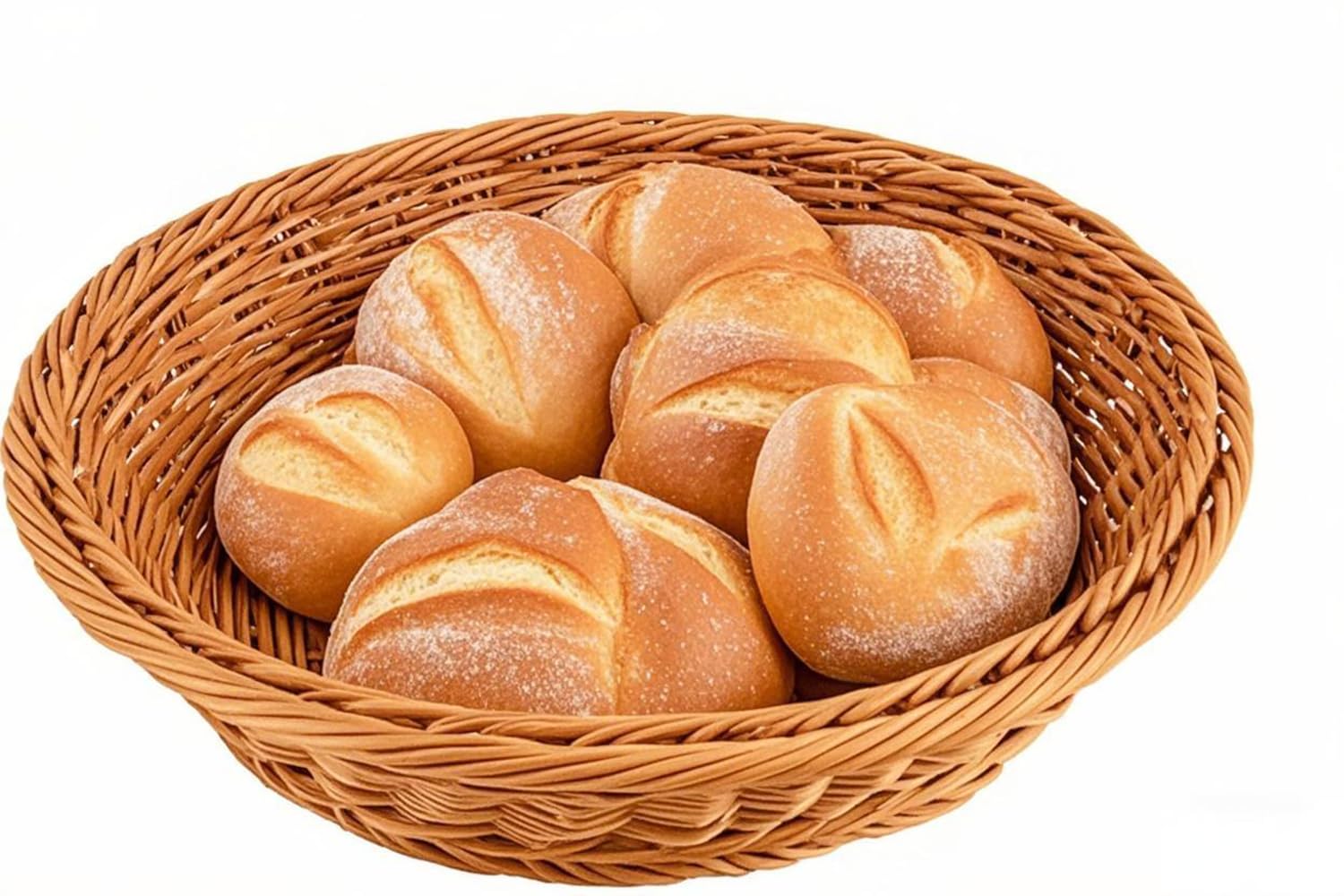 JAPCHET Paquete de 4 cestas de pan tejidas de 12 pulgadas, cesta redonda de imitación de ratán, cesta de frutas de mesa, para verduras, hogar, cocina, restaurante, al aire libre