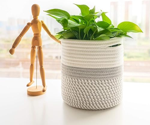 Miniatura 41 de TIMEYARD – Cesta para plantas de cuerda de yute, cesta tejida grande moderna para macetas de 11'' para jardineras interiores, cesta de Yute Mixto