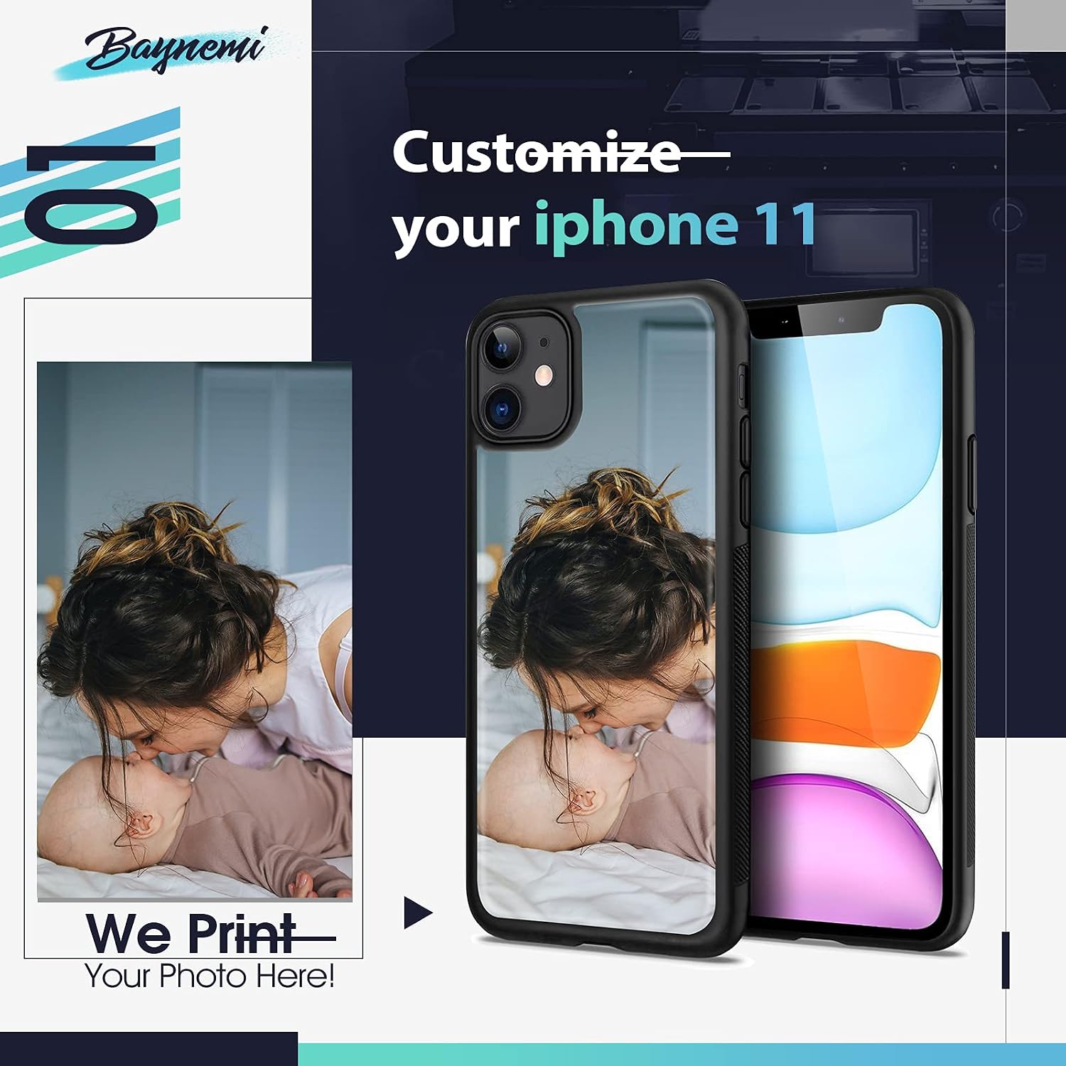 Customized Case for iPhone 11 Personalized Custom Picture Phone Case Customizable Slim Soft and Hard Tire Shockproof Protective Phone Cover Case Make Your Own Phone Case (iPhone 11)