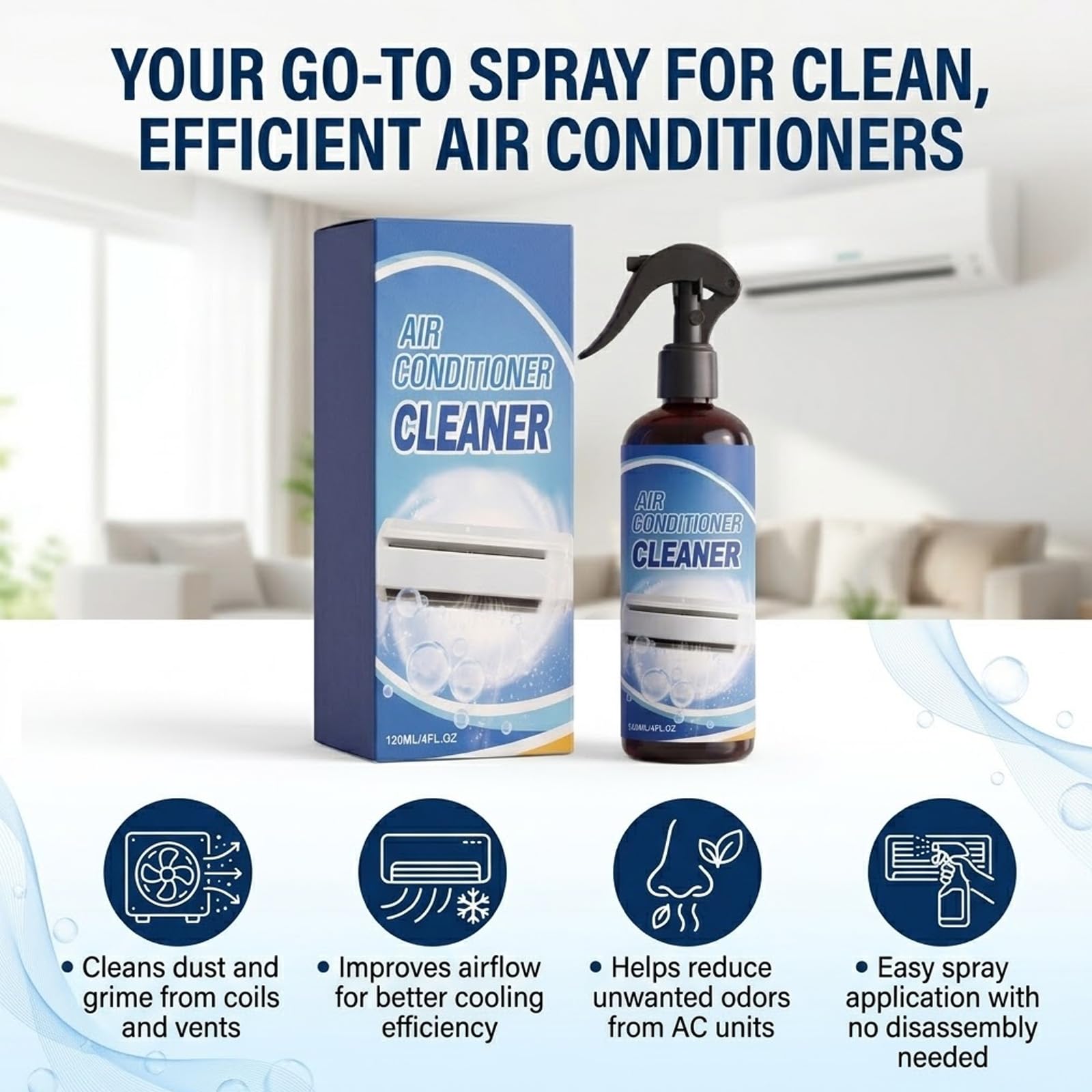Pianka do czyszczenia klimatyzacji, spieniony spray do czyszczenia klimatyzacji, środek do czyszczenia cewki kondensatora do ogrzewania urządzeń AC, lodówki, usuwania kurzu i tłuszczu z cewek