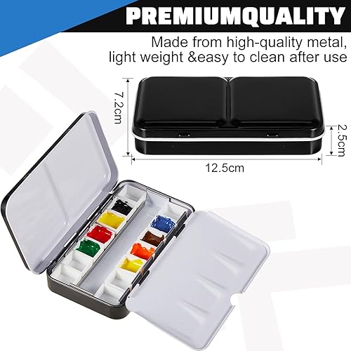 Miniatura 2 de Cholemy Juego de 6 bandejas de acuarela vacías para acuarela, bandeja de acuarela, juego de sartenes para acuarela para viajes de bricolaje, pintura