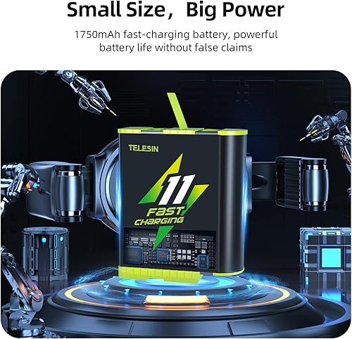 Miniatura 2 de TELESIN Cargador USB rápido, paquete de 2 baterías para GoPro Hero 12, kit de cargador de batería de carga súper rápida para Go Pro 12 11 10 9