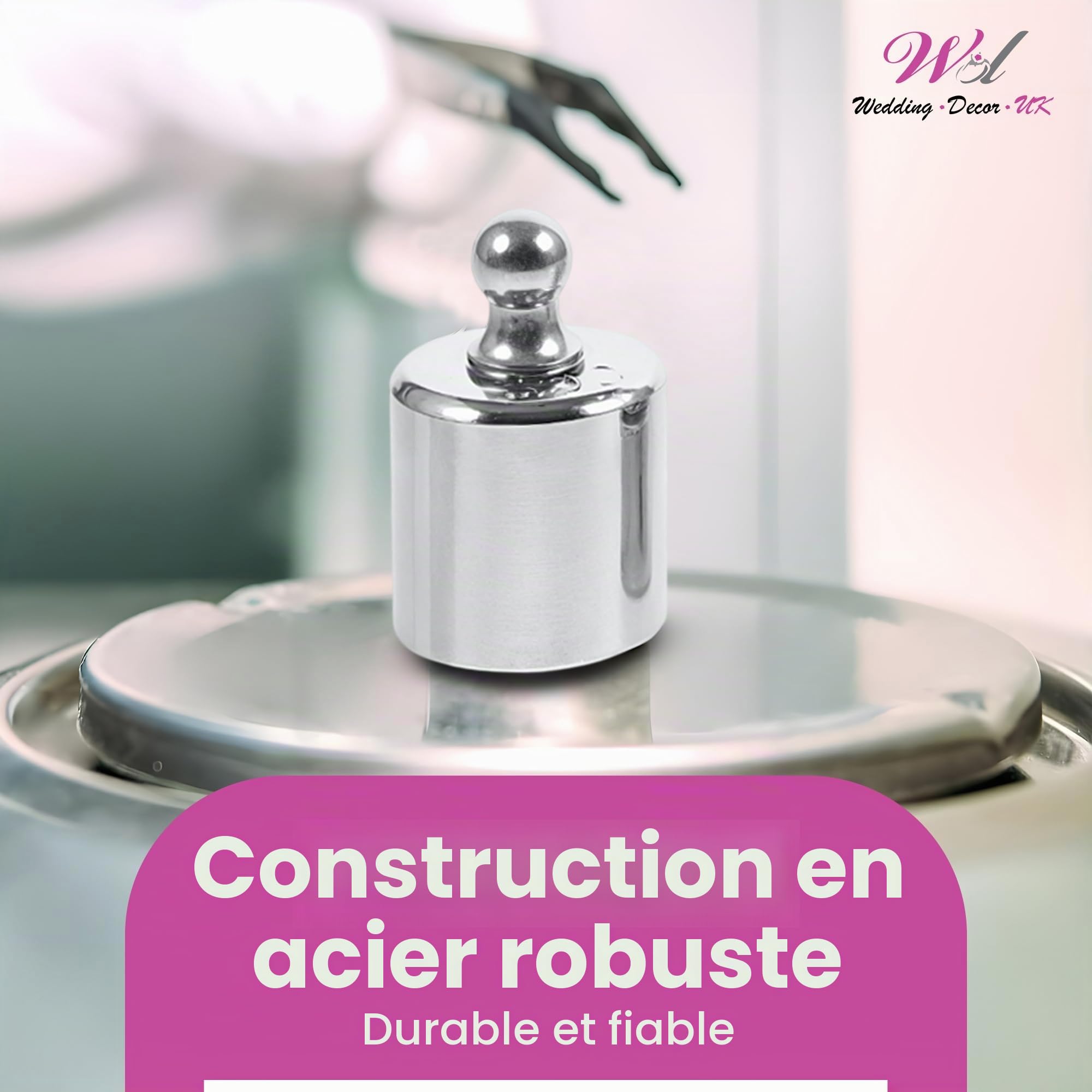 WedDecor 500g, Ensemble de 7 Poids de Calibration en Acier Inoxydable avec Pinces pour Balance Numérique, Balance de Poche, Bijoux, Cuisine et Laboratoire – Poids de Calibration Précis Chromé