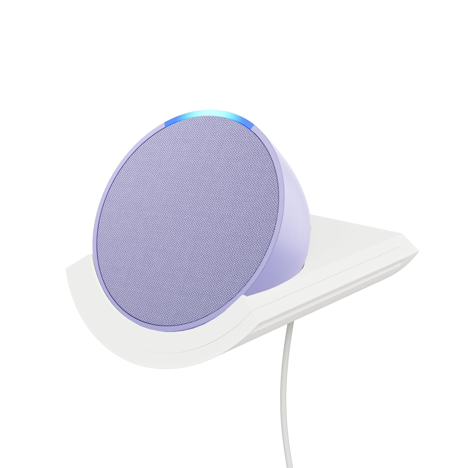 Amazon Amazon Echo Pop, Lavande + Fixation murale pour étagère, « Made for Amazon », Blanc