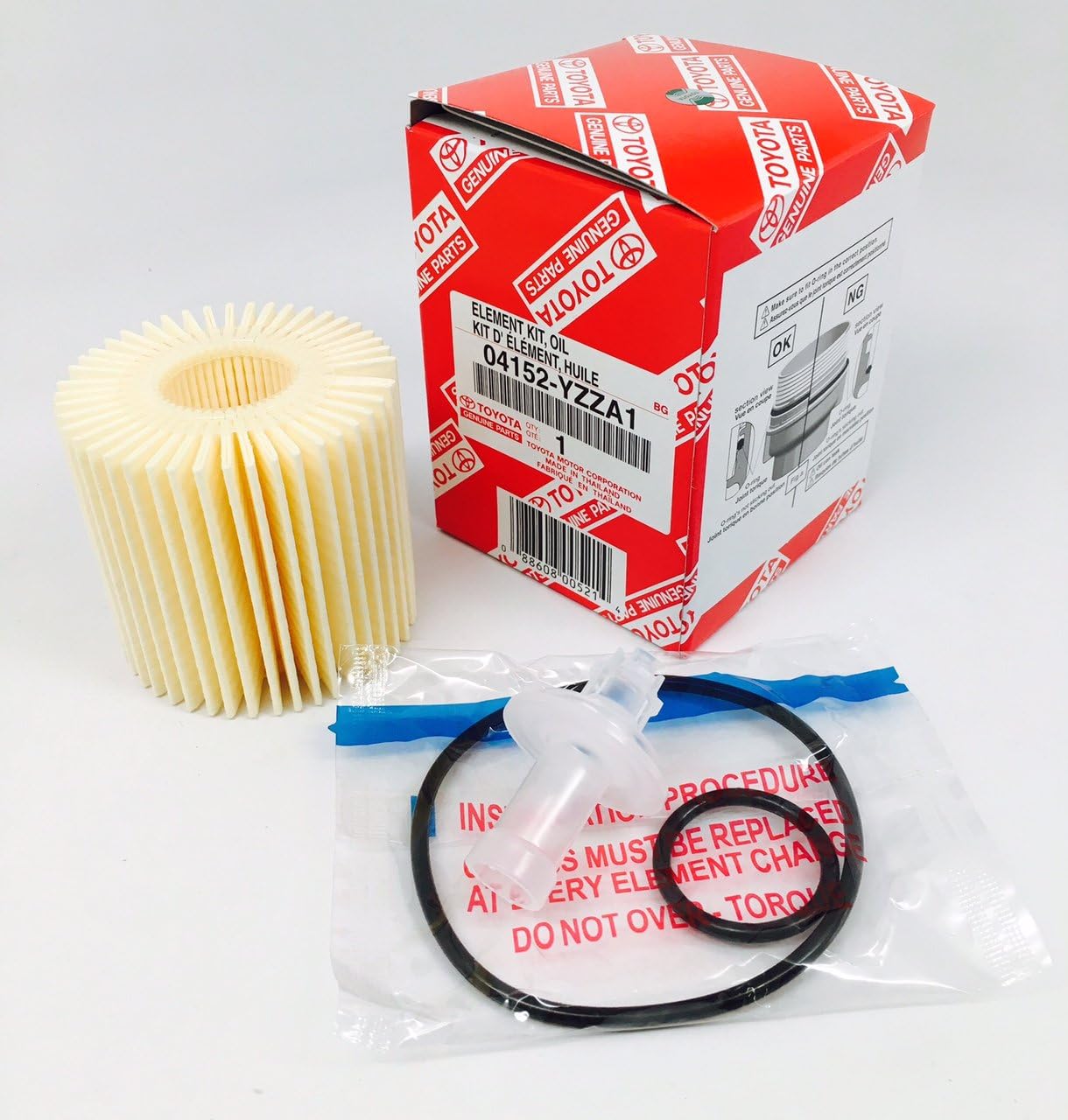 Genuine 04152-YZZA1 oil filter with Genuine 15620-31060 Oil Filter Housing Cap and 15643-31050 Cap Plug includes APSG Wrench and crush washer.