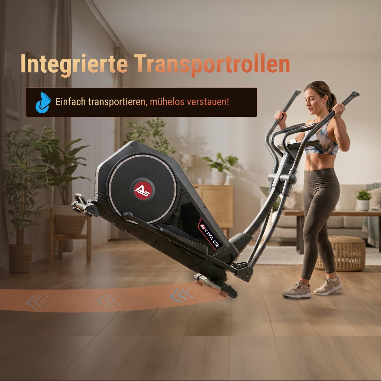 AsVIVA C28 Pro Crosstrainer, Ellipsentrainer Heimtrainer, 16 kg Schwungmasse, elektrischer Widerstand, Pulsmessung, leise, für Zuhause