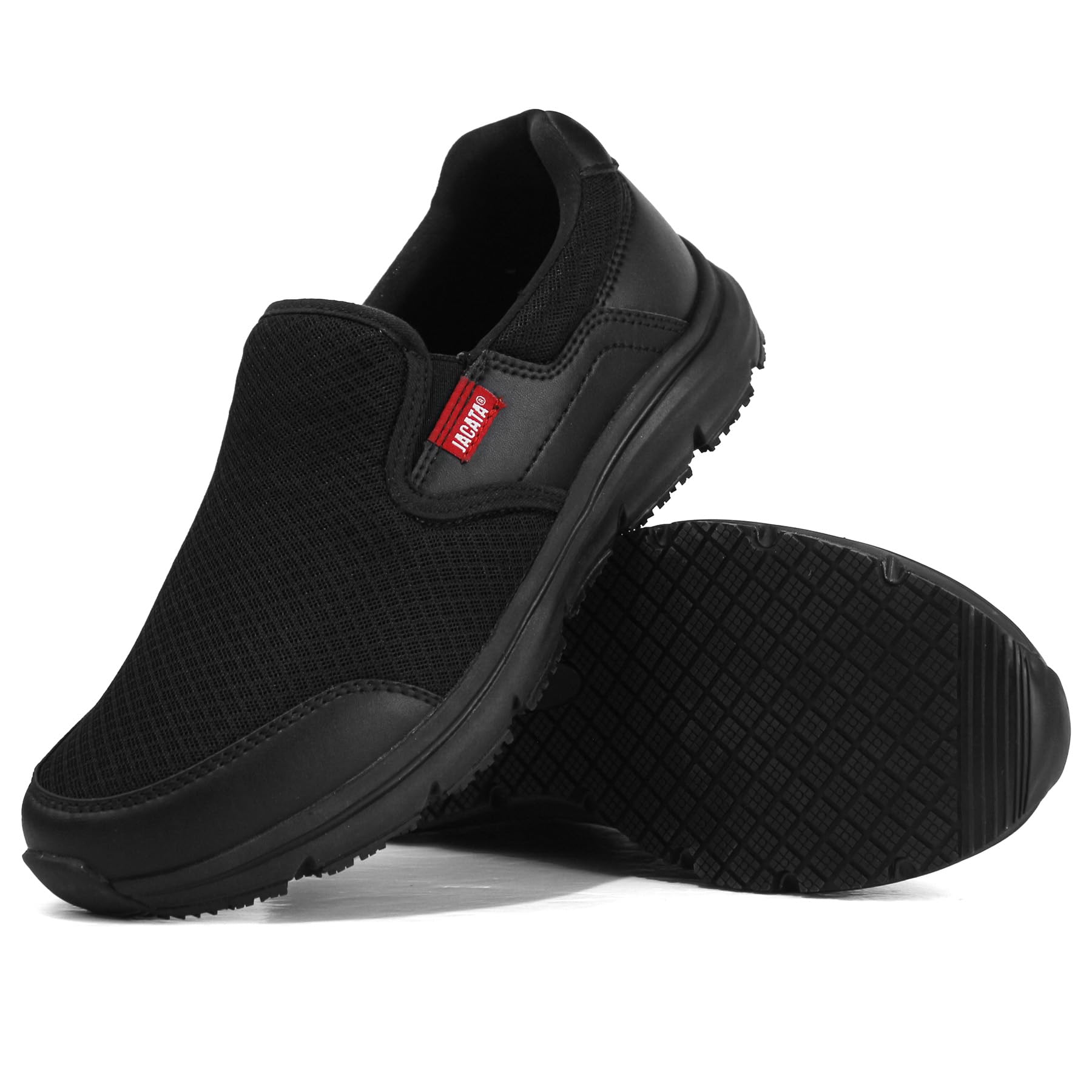 Non Slip Black Work Shoes for Men Food Service Mens Water Slip Resistant Leather Slip on Chef Walking Shoes for Restaurant Kitchen Sneakers-image-26