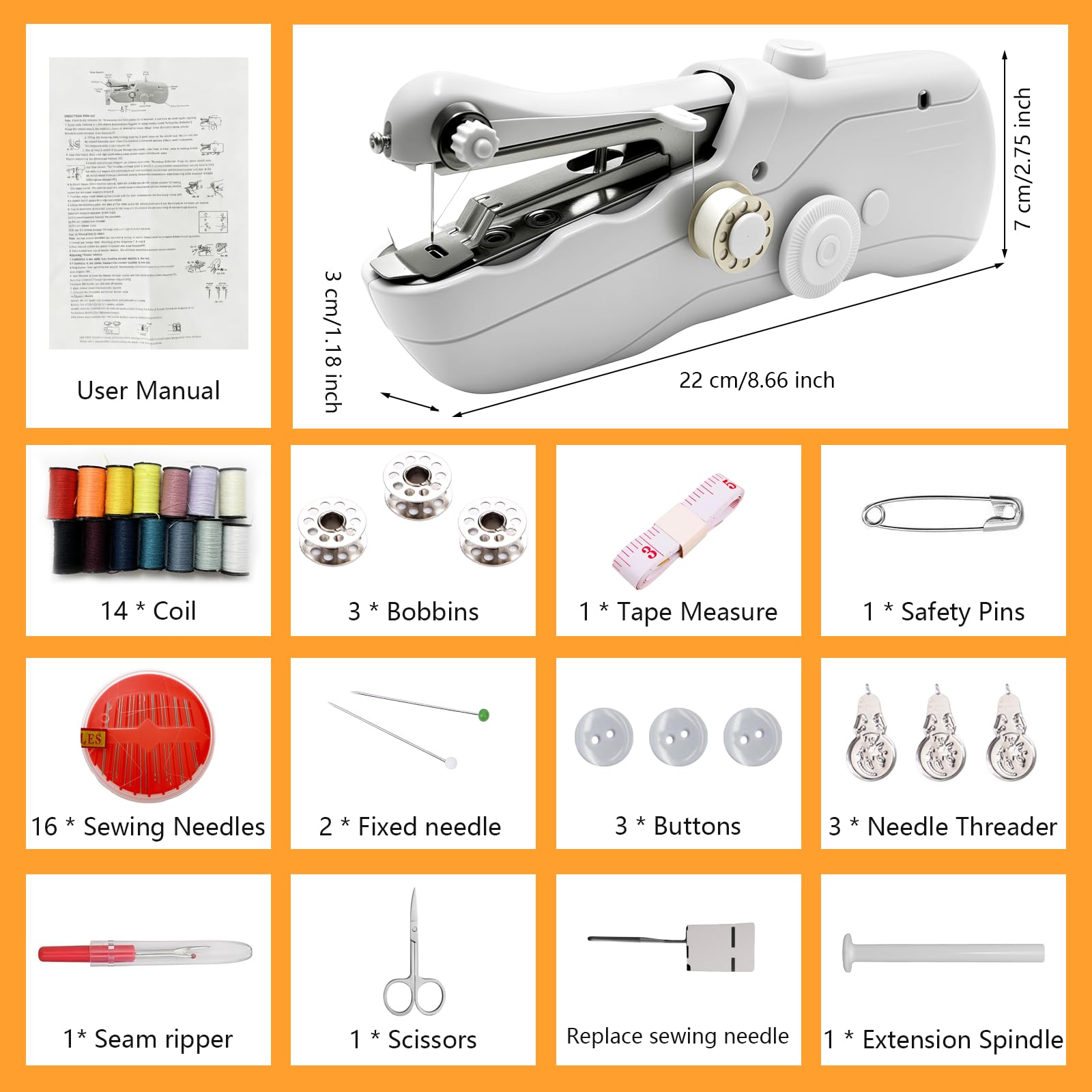 Máquina de Coser Portátil, Minimáquina de Coser Eléctrica de Costura Rápida para Principiantes y Adultos, Mini Costura Eléctrico con Kit de Costura para Coser Ropa, Viajes Familiares y Bricolaje