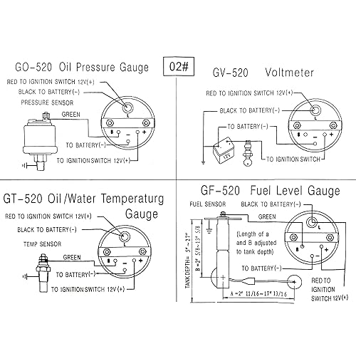 Miniatura 6 de Kit de medidor automático triple cromado 3 en 1 de 2.047 in (8-16 V medidor de voltios + medidor de temperatura del agua de 100-250 +medidor de