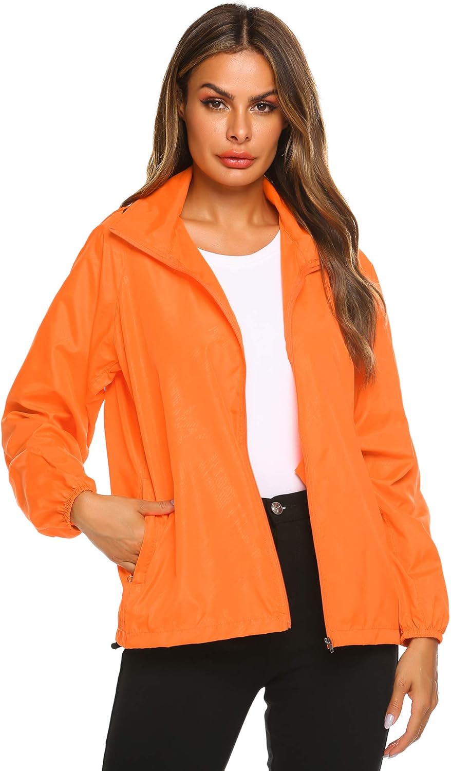 New fashion Waterproof Climbing Running Outdoor Hoodie Coat Sport Cycling Jacket,Medium,Orange