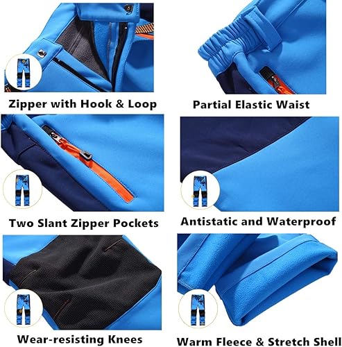 Miniatura 2 de Pantalón de esquí y nieve resistente al agua y al viento, con forro polar para niño y jóvenes, con protector suave y cintura extensible, pantalón
