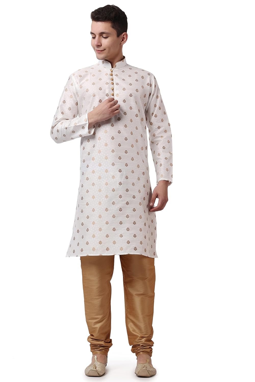 Royal Kurta Mens Ethnic Jacquard Loop Button Ganesh Print Kurta Pyjama Set Royal Kurta Mens Ethnic Jacquard Loop Button Ganesh Print Kurta Pyjama Set