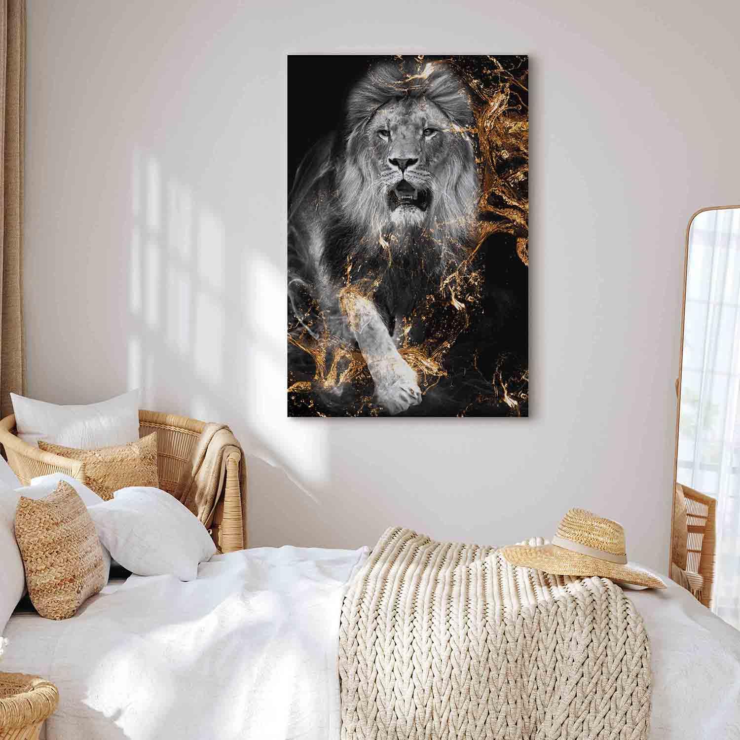 murando - Quadro Moderno per Soggiorno, Leone, 80x120 cm | Chiodi Inclusi, 1 Pezzo, Pannelli Decorativi per Pareti, Decorazione da Parete, Resistenti Allo Sbiadimento
