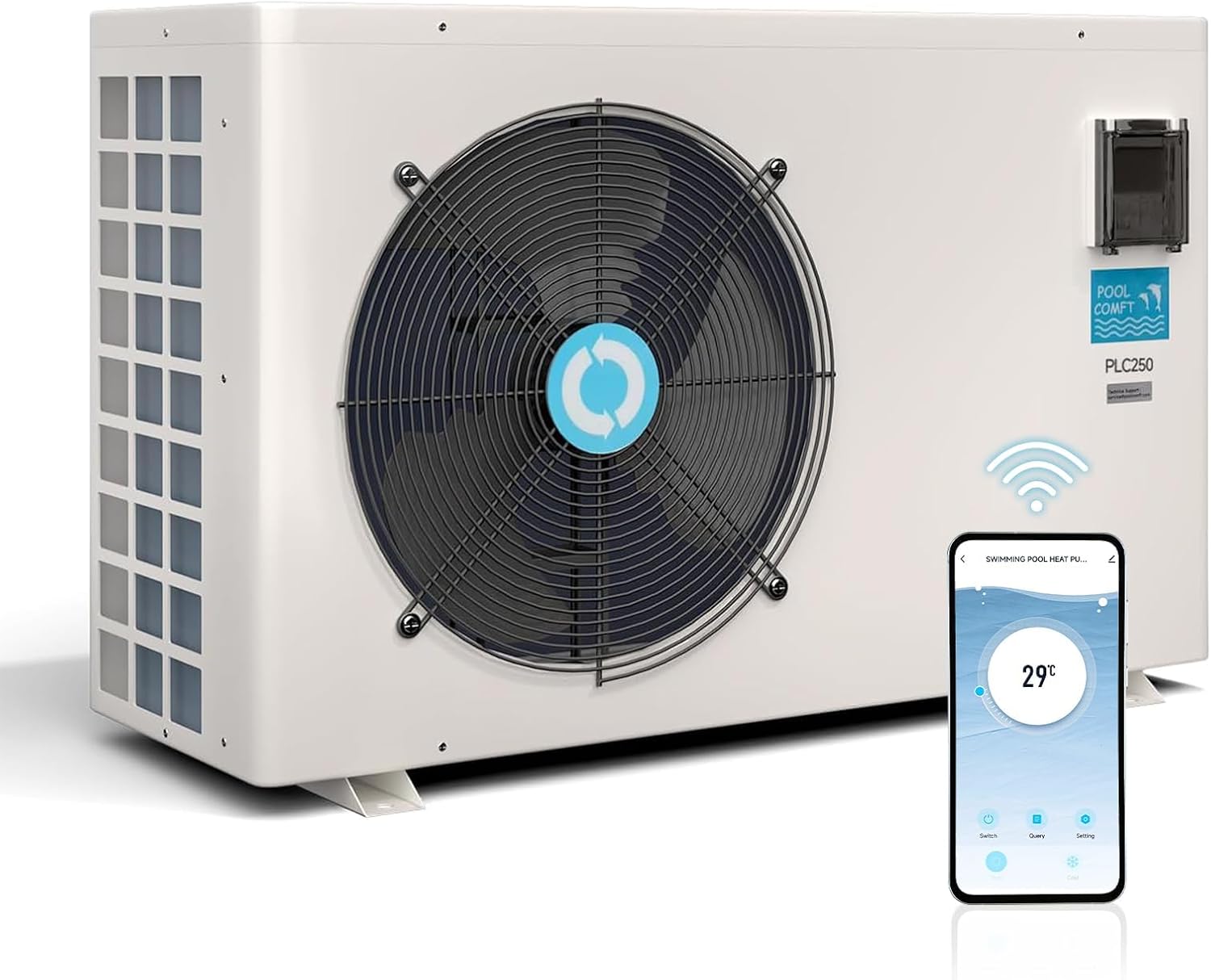 Inverter Electric Pool Heater for Above Ground and Inground Pools, Heating and Cooling Pool Heater, Smart WiFi Control, Swimming Pool Heat Pump up to 28000 Gallons