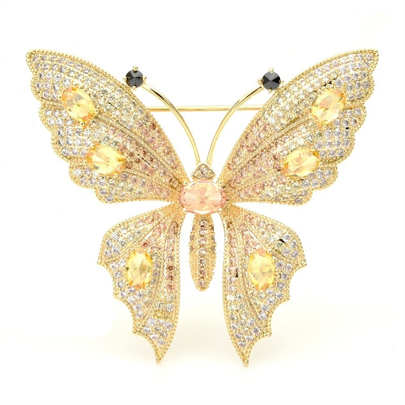 Broszka przypinki do klapy Panie Moda Akcesoria Panie Elegancki Cubic Cyrkon Butterfly Broszka Insekt Kształt Party Bankiet Broszka dla Kobiet Dziewczyn Kostium Akcesoria