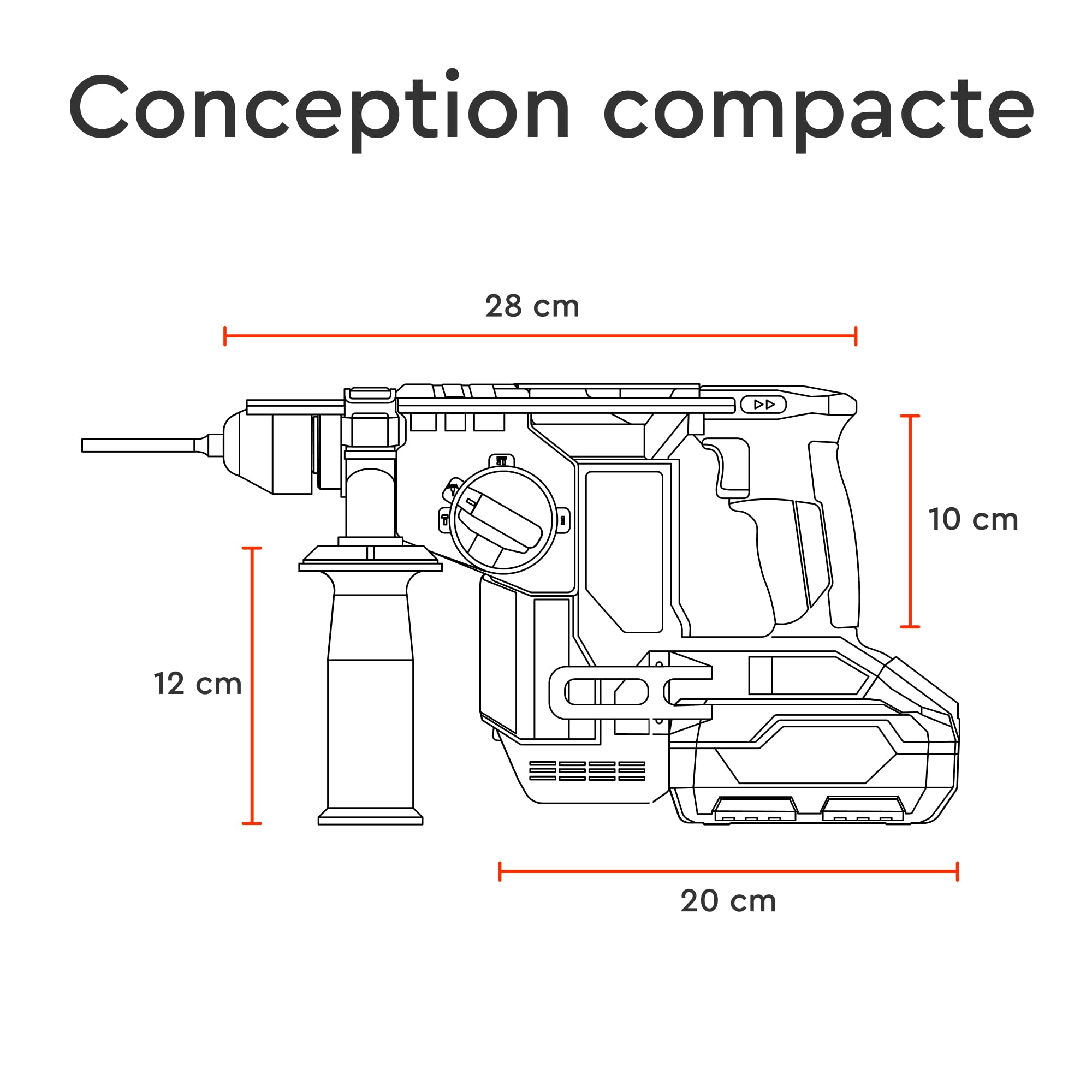 DHR-202BC ULTRA Perforateur à Batterie 20V avec Moteur Sans Balais, 2.5J, 4800 BPM (Batterie 4Ah, Chargeur Rapide, Valise)