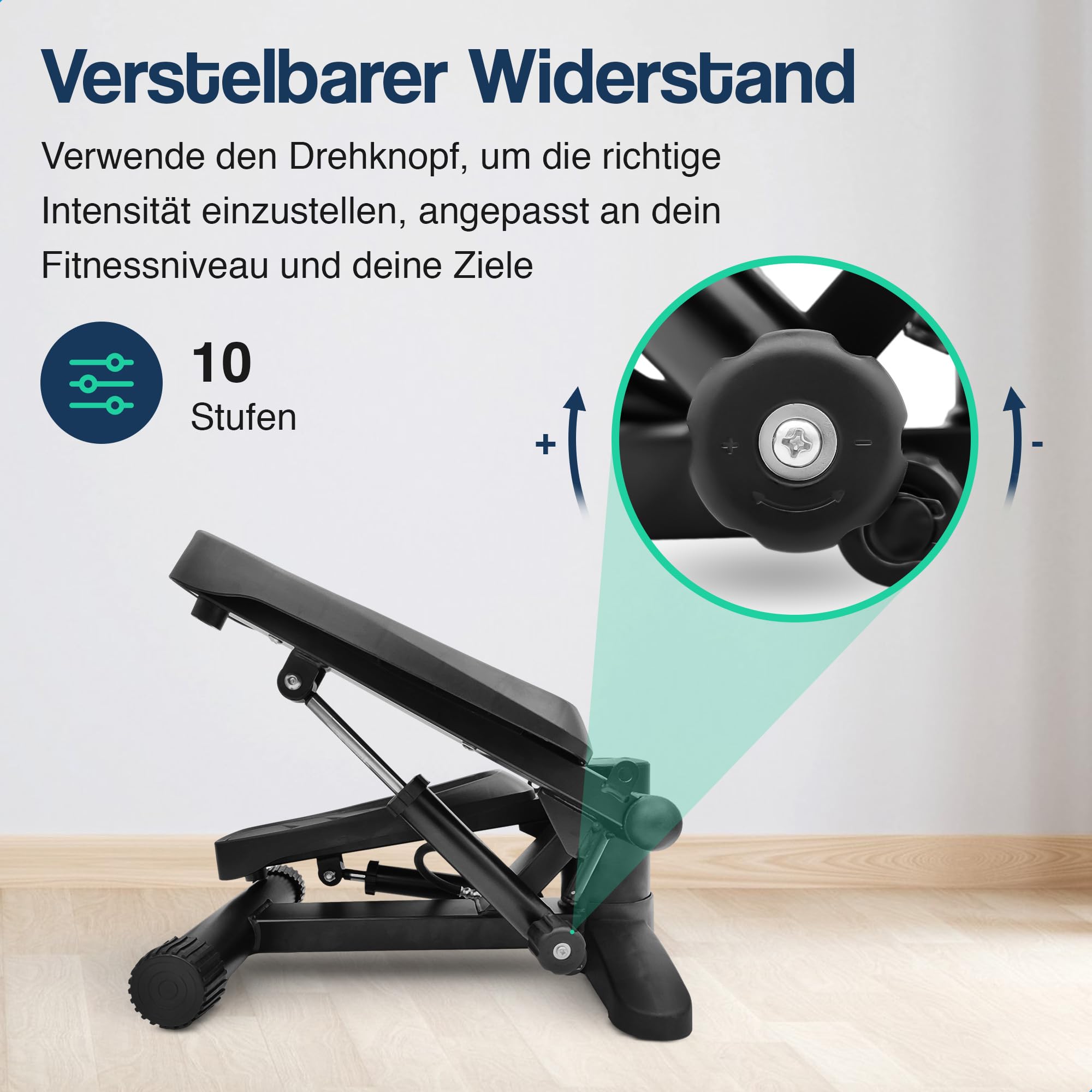 Hulser 2-in-1 Stepper für Zuhause mit Display - Ganzkörpertrainer mit Anpassbarem Widerstandssystem & Widerstandsbändern - Fitness Gerät für Arme, Oberschenkel, Gesäß & Schultern - Mit Bodenmatte