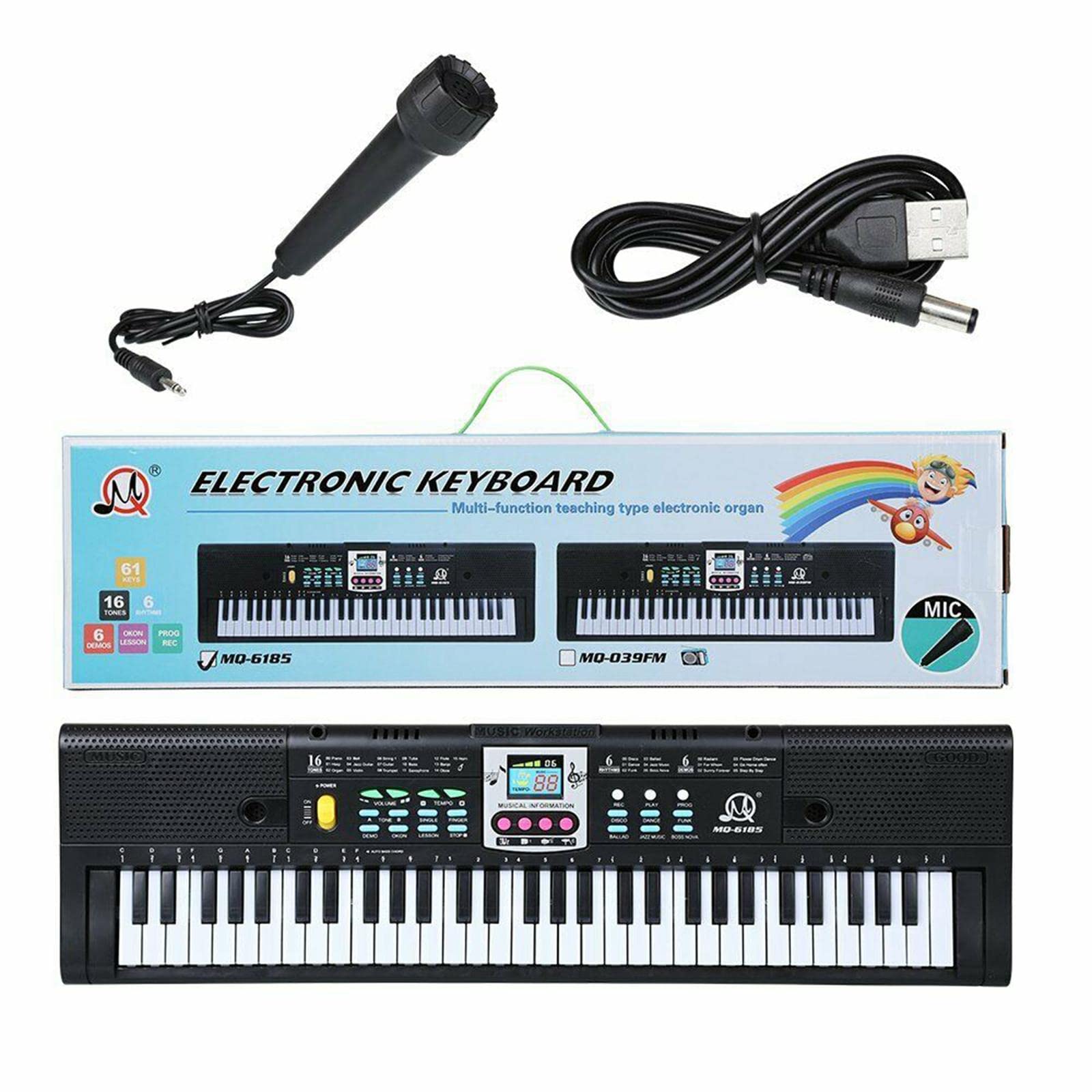 Teclado Piano Digital Electrónico para Niños Instrumento Musical 61 Teclas Conexión USB Adecuado para Educación y Libre en