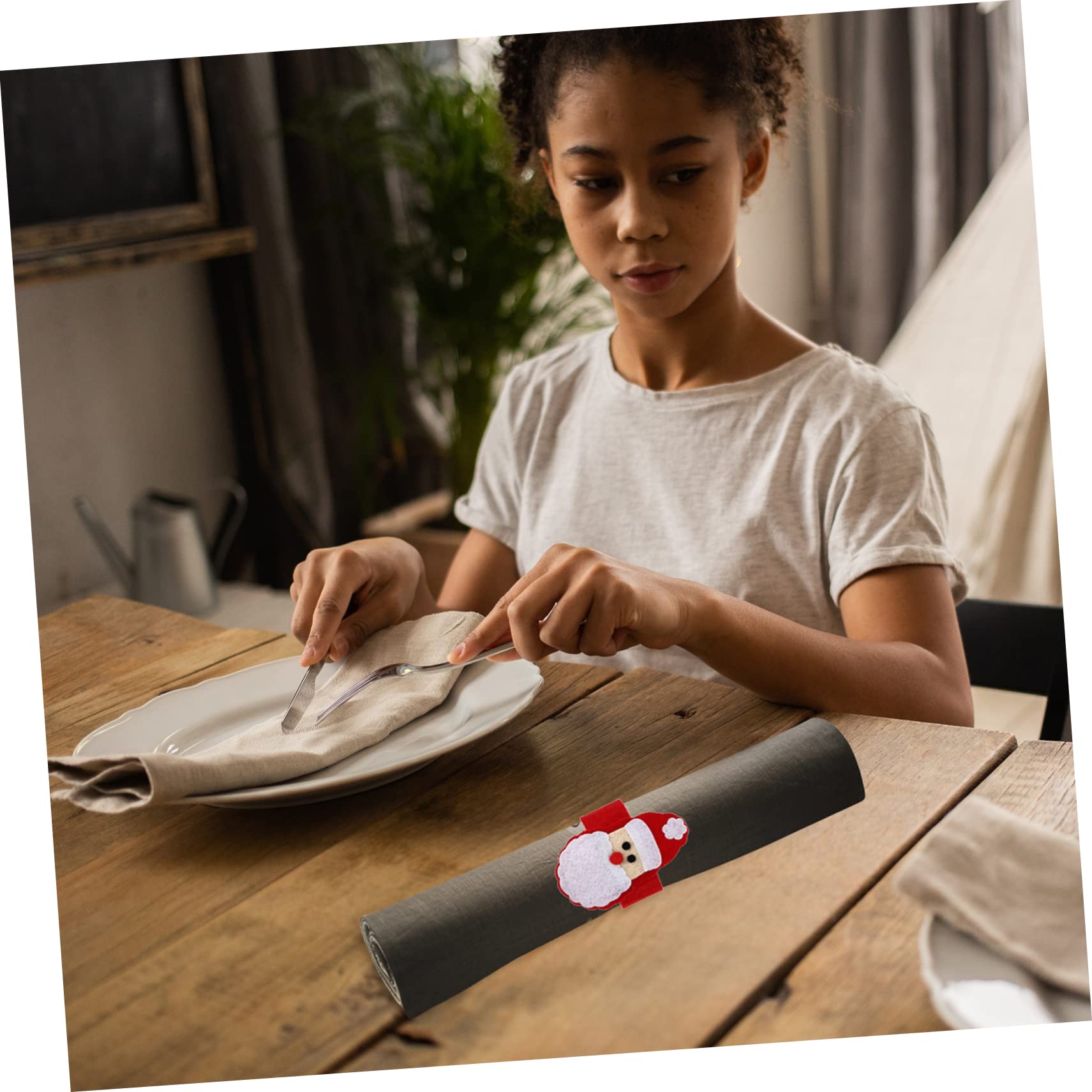 TOPBATHY 8 Set Di Porta Tovaglioli Natalizi Unici Con Fibbie A Tema Natalizio Per Tavolo Da Pranzo 4 Pezzi * 8