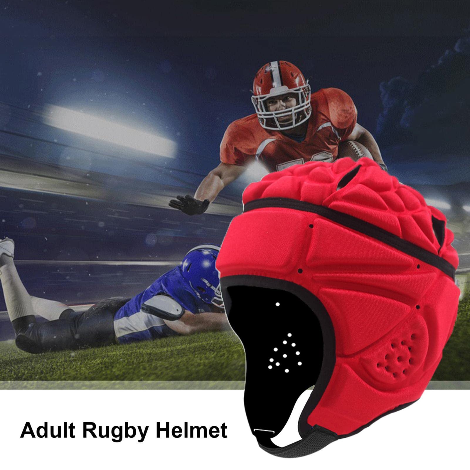 Caschetto da rugby professionale da rugby, morbido, imbottito, protezione per la testa da calcio, multi-sport, con sottogola, per adulti