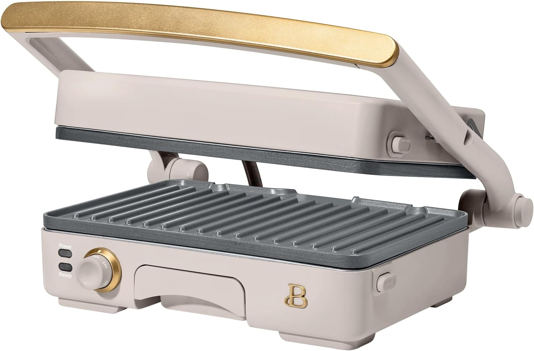 Beautiful 2-in-1 Panini Press & Indoor Grill with Removable Non-Stick Plates, Adjustable Temperature Control, Cool-Touch Handle, PFOA & PFOS-Free, Heats up to 450° - (Porcini Taupe)