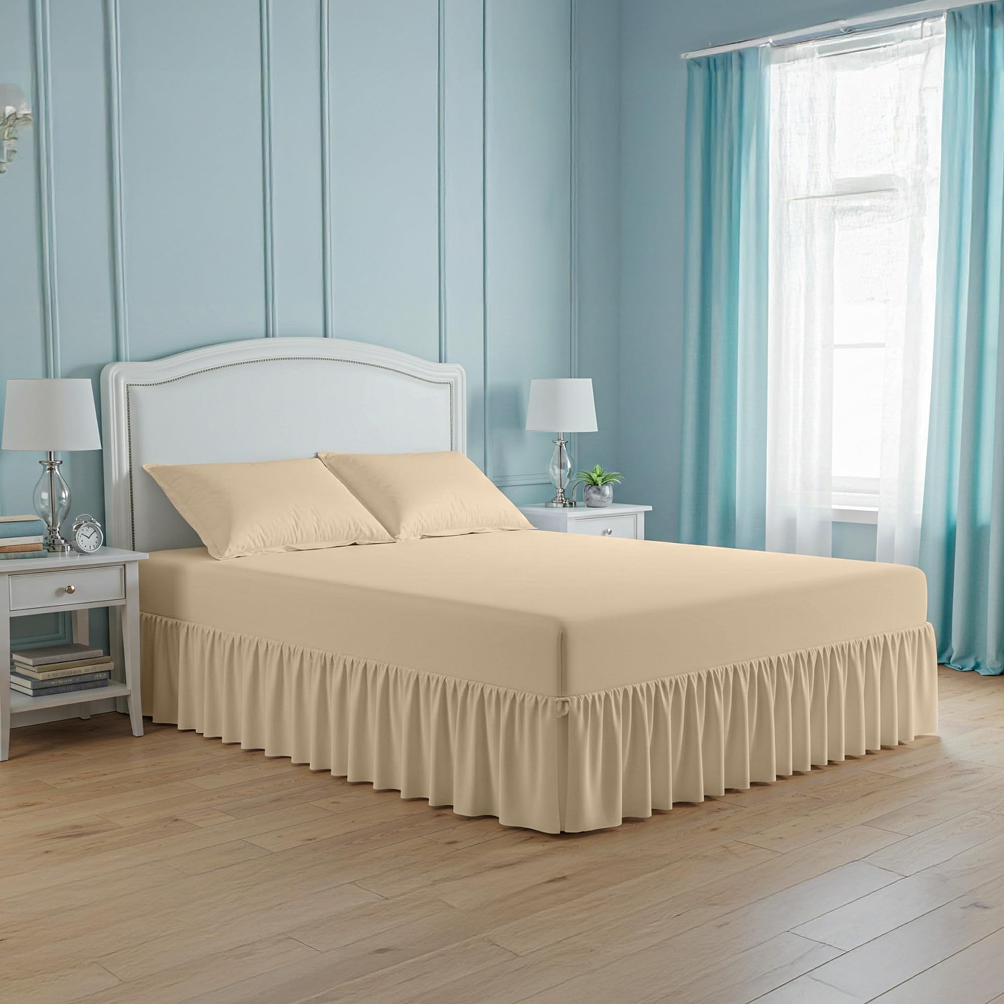 100% Egyptian Cotton Double Size Valance Sheet - Deep Fitted Sheet Double - 400 Thread Count Bed Sheet