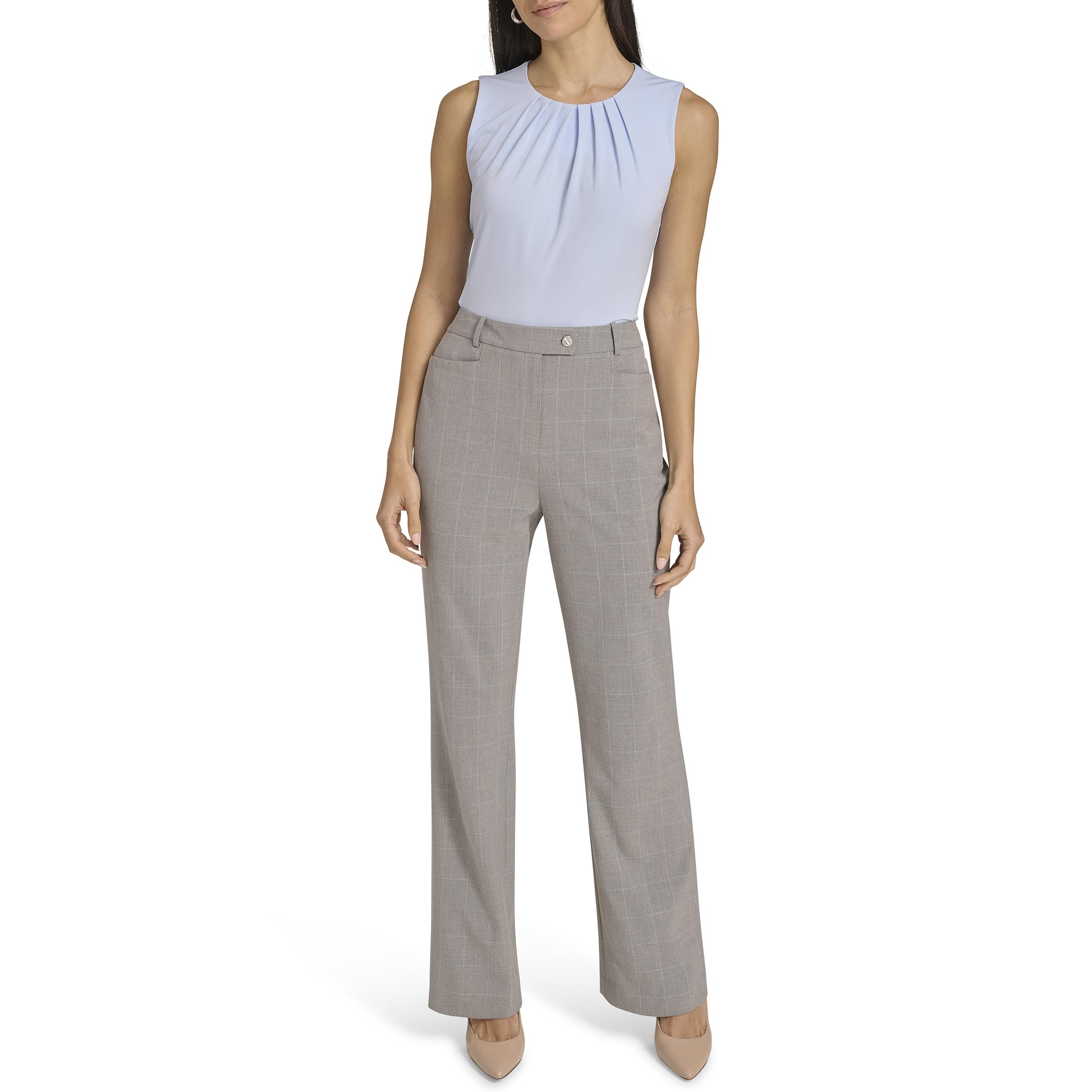 Calvin Klein Womens Open Front Tweed Suit Jacket