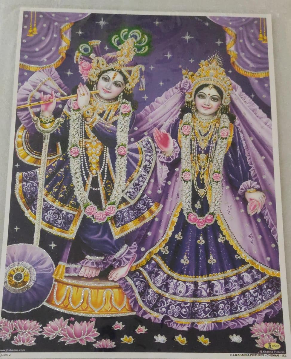 Janmastmi Festival Radha Krishan Ji Postar Indian Religious Krishna Ji Poojan Item Pack Of 1 Purpal