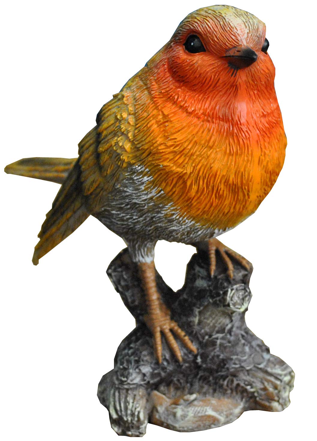 Selections Orange Red Robin On A Tree Stump Resin Garden Ornament