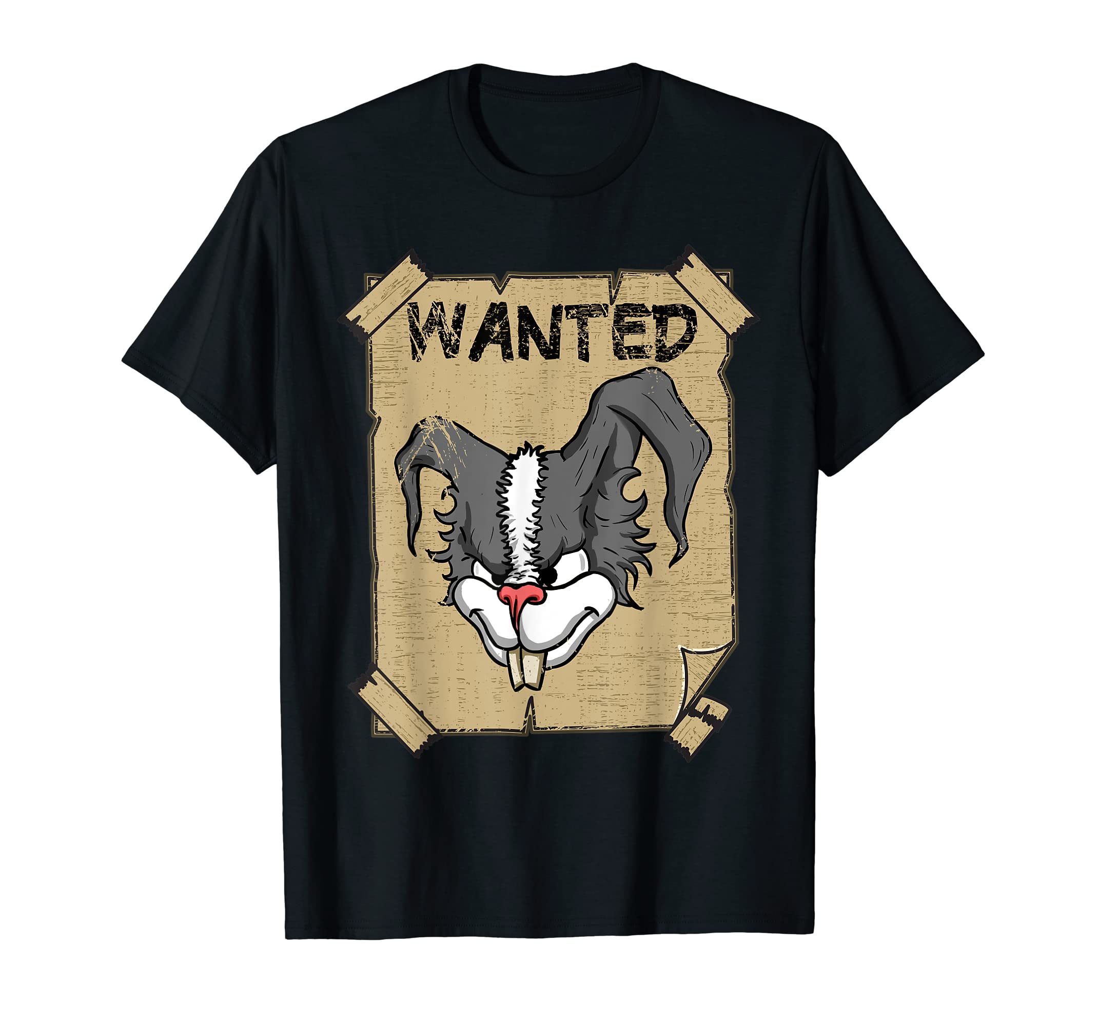 Funny Wanted Bad Rabbit Retro Wanted Poster Angry Bunny T-Shirt