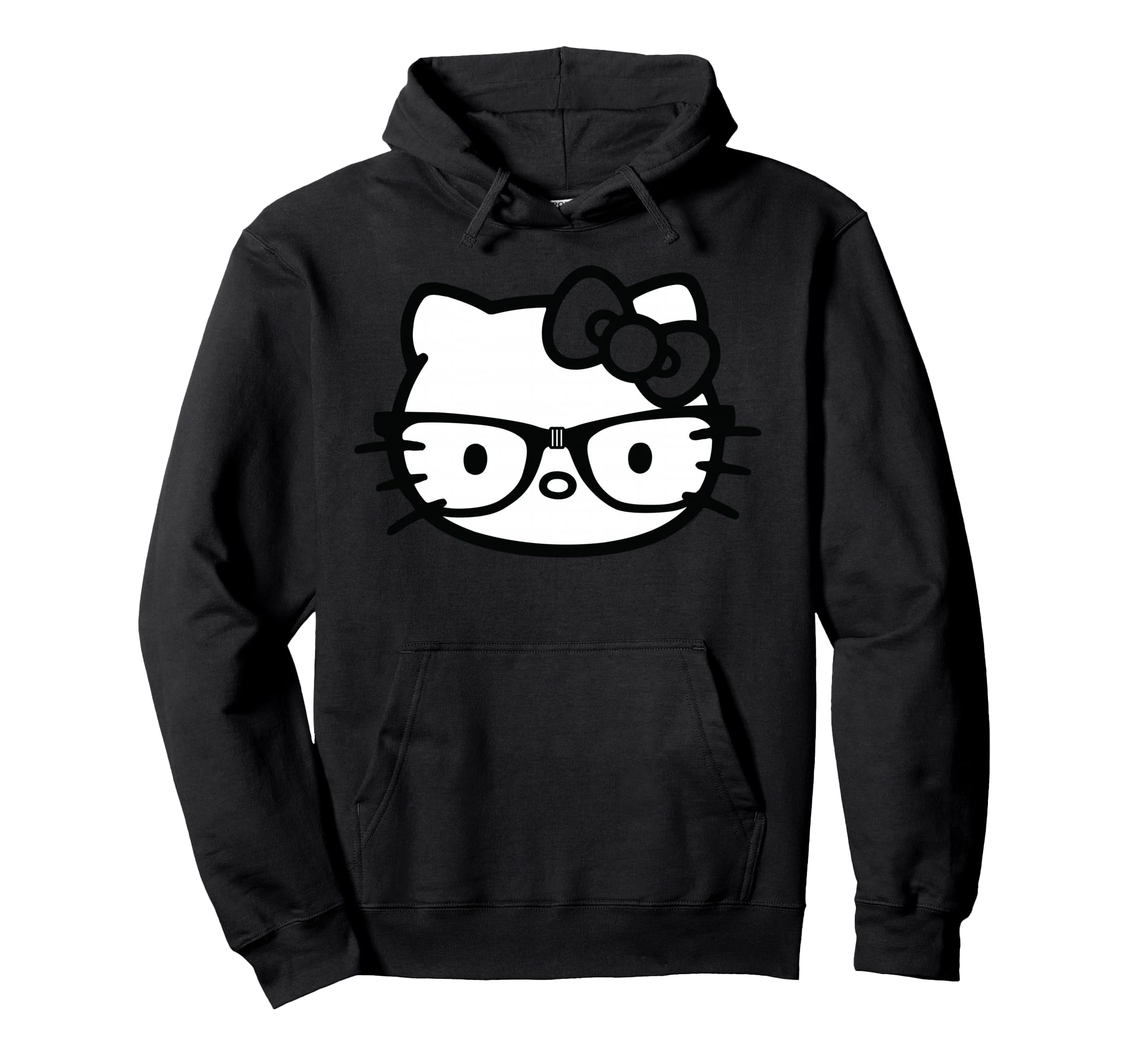 Hello Kitty Black and White Nerd Glasses Pullover Hoodie