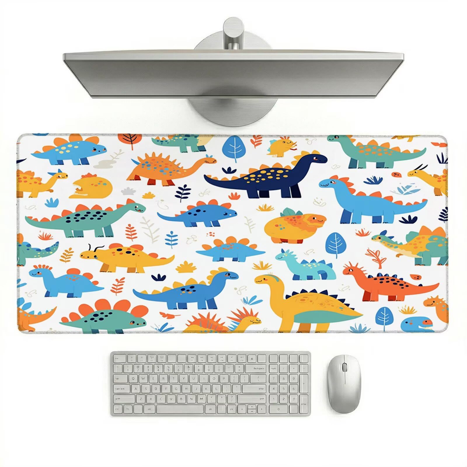 Alfombrilla Escritorio Grande 1200 x 600 x 3 mm, Alfombrilla Ratón Gaming XXL, Cuento De Hadas Tapete de Ordenador, Base Antideslizante y Bordes Reforzados, Impermeable Desk Mat (Dinosaurio) L-x7692